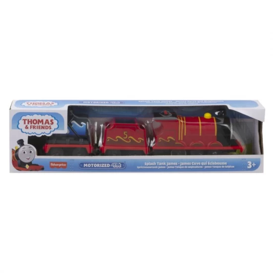 Locomotiva motorizata Thomas Splash Tank James cu 2 vagoane Locomotiva motorizata Thomas Splash Tank James cu 2 vagoane