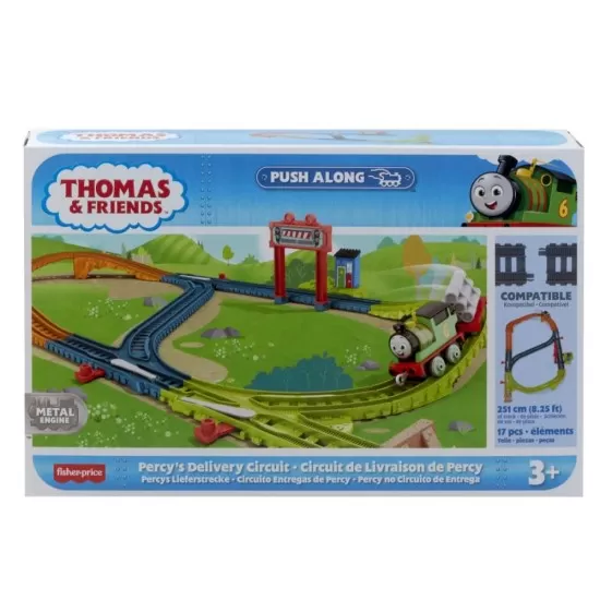 Set de joaca Thomas cu locomotiva Push Along Percy si accesorii Set de joaca Thomas cu locomotiva Push Along Percy si accesorii