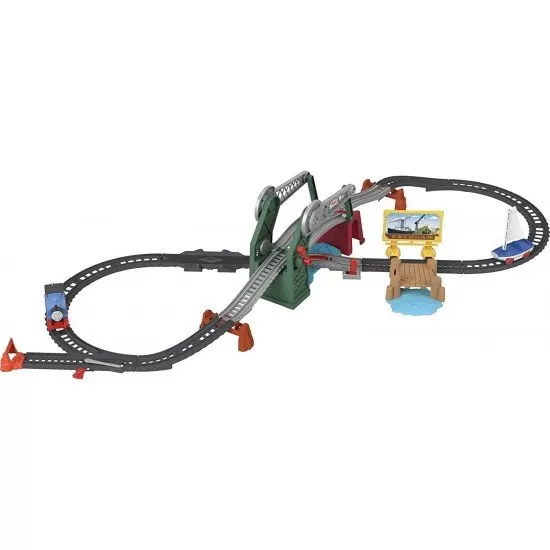 Set motorizat Thomas podul mobil cu sina, locomotiva motorizata si vagon Set motorizat Thomas podul mobil cu sina, locomotiva motorizata si vagon
