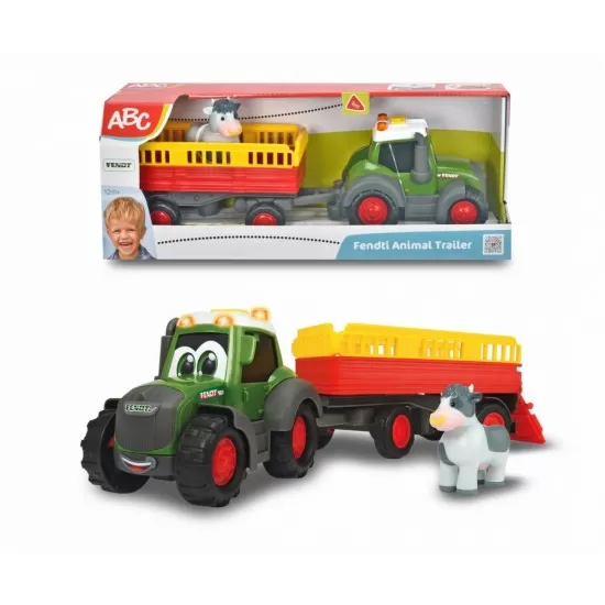 Tractoras cu remorca pentru animale cu figurina vacuta Tractoras cu remorca pentru animale cu figurina vacuta
