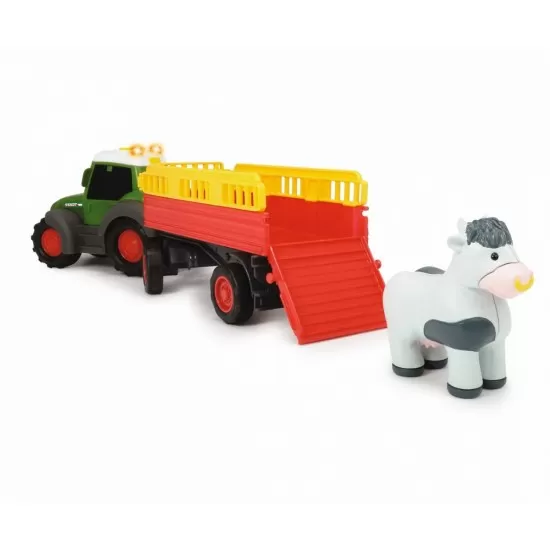 Tractoras cu remorca pentru animale cu figurina vacuta Tractoras cu remorca pentru animale cu figurina vacuta
