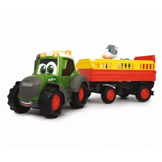 Tractoras cu remorca pentru animale cu figurina vacuta Tractoras cu remorca pentru animale cu figurina vacuta