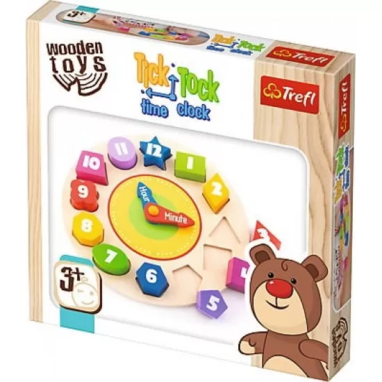 Ceas educativ din lemn cu forme geometrice Ceas educativ din lemn cu forme geometrice