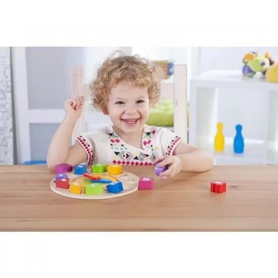Ceas educativ din lemn cu forme geometrice Ceas educativ din lemn cu forme geometrice