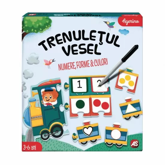 Joc educativ progresiv - Trenuletul vesel cu numere, forme si culori Joc educativ progresiv - Trenuletul vesel cu numere, forme si culori