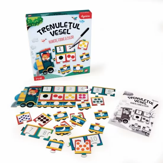 Joc educativ progresiv - Trenuletul vesel cu numere, forme si culori Joc educativ progresiv - Trenuletul vesel cu numere, forme si culori
