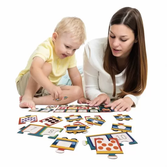 Joc educativ progresiv - Trenuletul vesel cu numere, forme si culori Joc educativ progresiv - Trenuletul vesel cu numere, forme si culori
