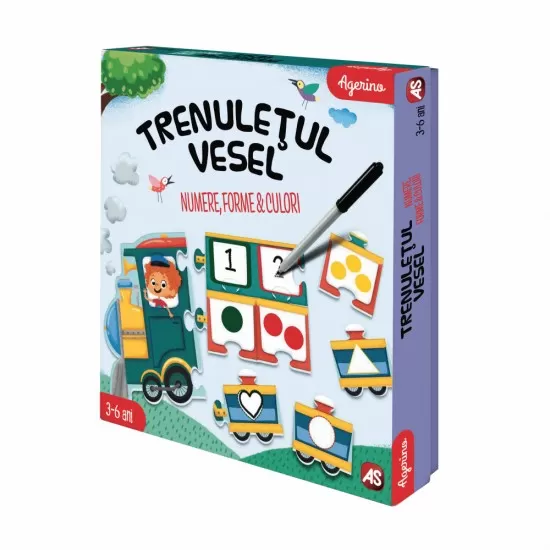 Joc educativ progresiv - Trenuletul vesel cu numere, forme si culori Joc educativ progresiv - Trenuletul vesel cu numere, forme si culori