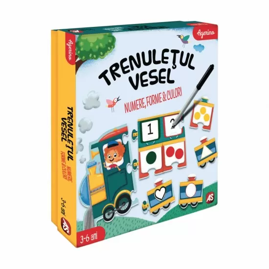 Joc educativ progresiv - Trenuletul vesel cu numere, forme si culori Joc educativ progresiv - Trenuletul vesel cu numere, forme si culori