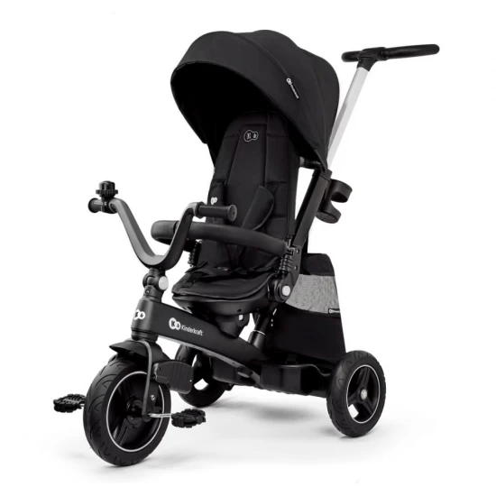 Tricicleta pentru copii Kinderkraft Easytwist Black cu scaun reversibil si copertina protectie UV
