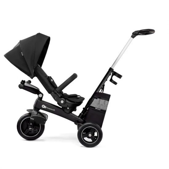 Tricicleta pentru copii Kinderkraft Easytwist Black cu scaun reversibil si copertina protectie UV