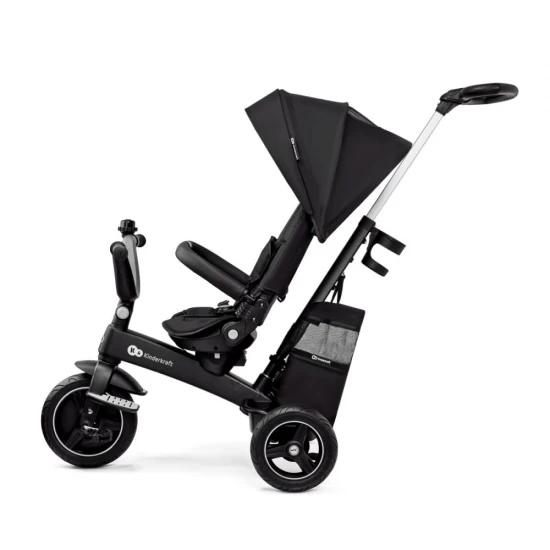 Tricicleta pentru copii Kinderkraft Easytwist Black cu scaun reversibil si copertina protectie UV