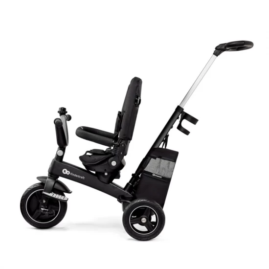 Tricicleta pentru copii Kinderkraft Easytwist Black cu scaun reversibil si copertina protectie UV