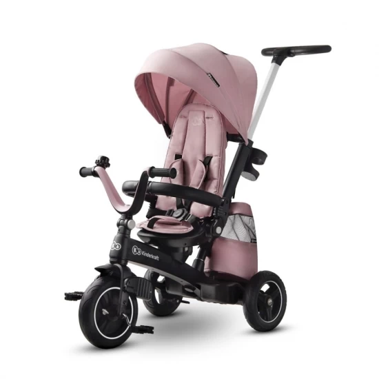 Tricicleta pentru copii Kinderkraft Easytwist Mauvelous Pink cu scaun reversibil si copertina protectie UV