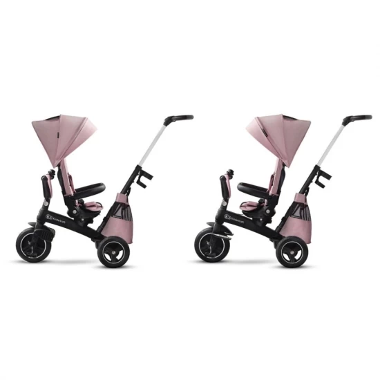 Tricicleta pentru copii Kinderkraft Easytwist Mauvelous Pink cu scaun reversibil si copertina protectie UV