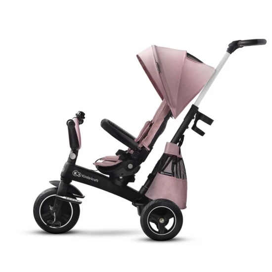 Tricicleta pentru copii Kinderkraft Easytwist Mauvelous Pink cu scaun reversibil si copertina protectie UV