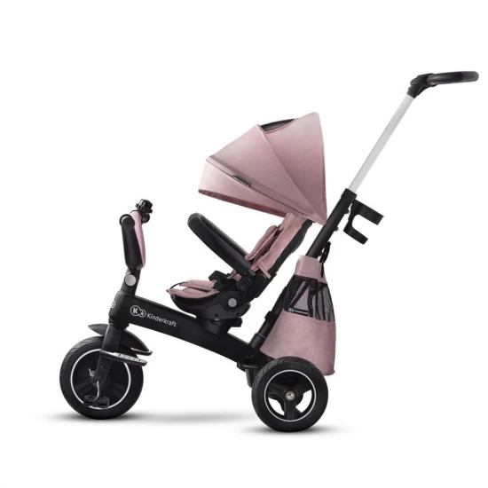 Tricicleta pentru copii Kinderkraft Easytwist Mauvelous Pink cu scaun reversibil si copertina protectie UV