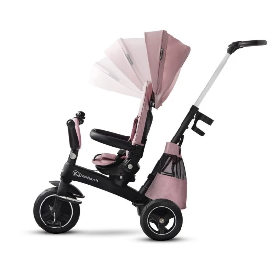 Tricicleta pentru copii Kinderkraft Easytwist Mauvelous Pink cu scaun reversibil si copertina protectie UV