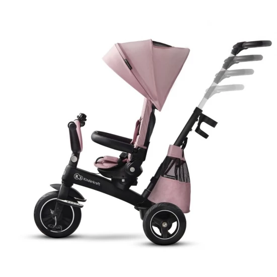 Tricicleta pentru copii Kinderkraft Easytwist Mauvelous Pink cu scaun reversibil si copertina protectie UV