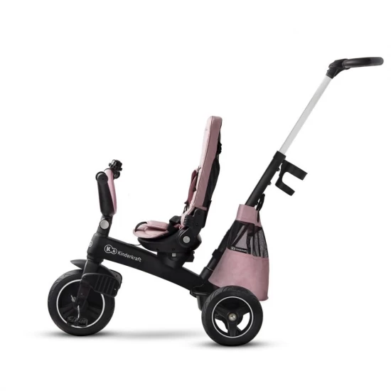 Tricicleta pentru copii Kinderkraft Easytwist Mauvelous Pink cu scaun reversibil si copertina protectie UV