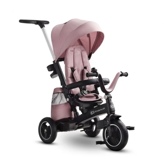 Tricicleta pentru copii Kinderkraft Easytwist Mauvelous Pink cu scaun reversibil si copertina protectie UV