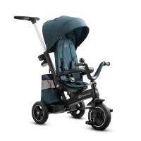 Tricicleta pentru copii Kinderkraft Easytwist Midnight Green cu scaun reversibil si copertina protectie UV