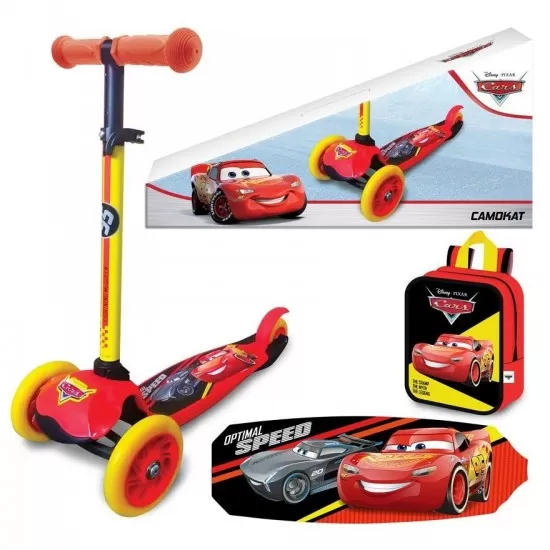Trotineta cu 3 roti Cars cu ghiozdan Trotineta cu 3 roti Cars cu ghiozdan