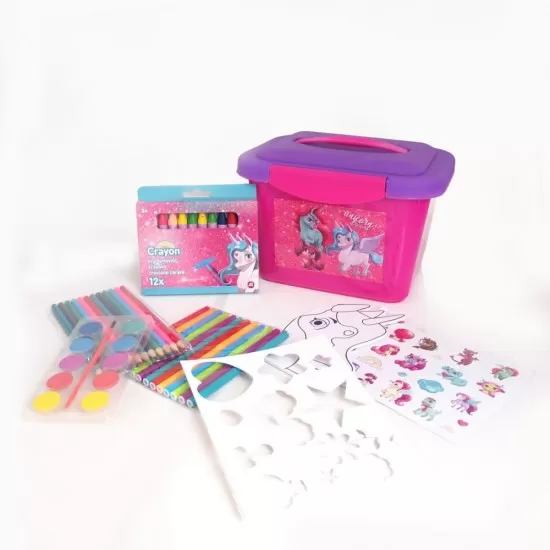 Valiza unicorn cu accesorii pentru desen Valiza unicorn cu accesorii pentru desen