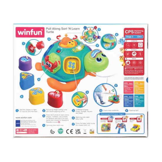 Jucarie de tras testoasa cu forme Winfun Jucarie de tras testoasa cu forme Winfun