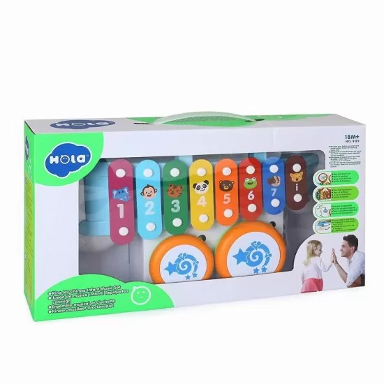 Xilofon bebe cu tobite si clopotel Xilofon bebe cu tobite si clopotel