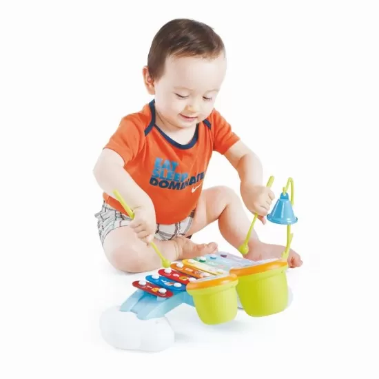 Xilofon bebe cu tobite si clopotel Xilofon bebe cu tobite si clopotel