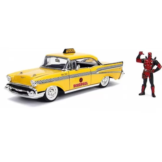 Masinuta de metal Yellow Taxi Chevy 1957 scara 1:24 Masinuta de metal Yellow Taxi Chevy 1957 scara 1:24
