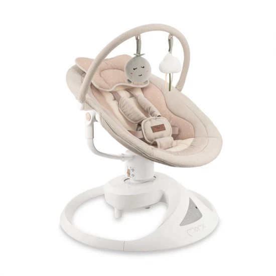 Balansoar electric pentru bebelusi cu sezut rotativ 360 grade Momi Pearl Beige