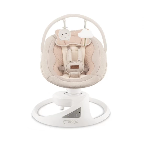 Balansoar electric pentru bebelusi cu sezut rotativ 360 grade Momi Pearl Beige