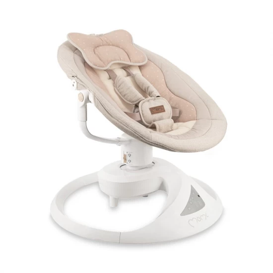 Balansoar electric pentru bebelusi cu sezut rotativ 360 grade Momi Pearl Beige