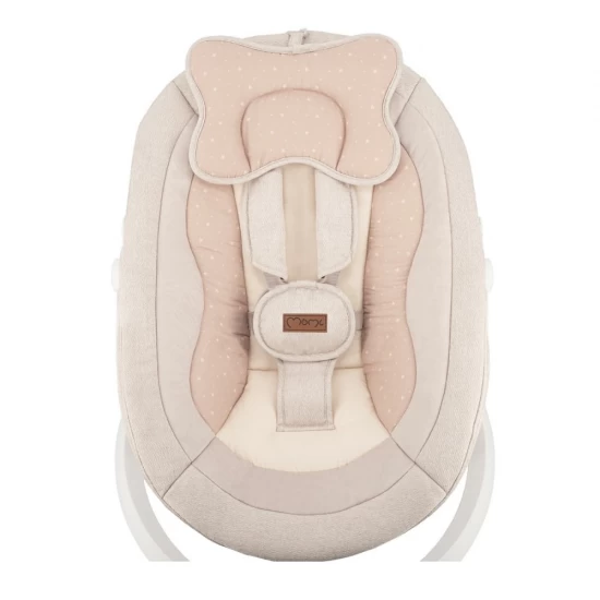Balansoar electric pentru bebelusi cu sezut rotativ 360 grade Momi Pearl Beige