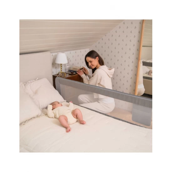 Bariera de siguranta rabatabila pentru pat Momi Lexi Plus Grey
