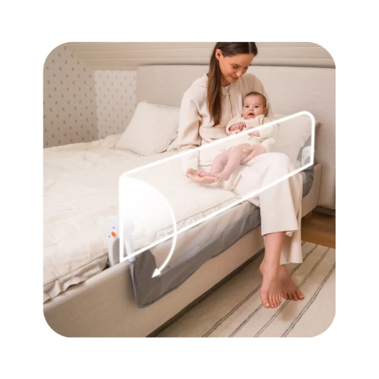 Bariera de siguranta rabatabila pentru pat, Momi Lexi XL Plus - Grey