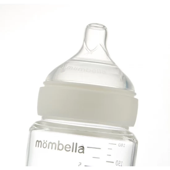 Biberon Anti-colici Mombella Classic PPSU, 180 ml, cu Tetină Silicon S - Flux Lent (0-3 Luni) - Ivory