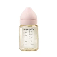 Biberon Anti-colici Mombella Classic PPSU, 180 ml, cu Tetină Silicon S - Flux Lent (0-3 Luni) - Old Rose