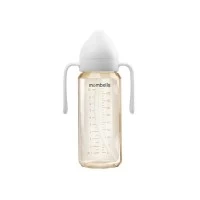 Biberon Anti-colici Mombella Classic PPSU, 300 ml, cu Tetină Silicon L - Flux Rapid  (6-9 Luni) - Ivory