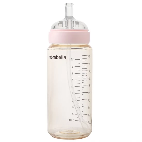 Biberon Anti-colici Mombella Classic PPSU, 300 ml, cu Tetină Silicon L - Flux Rapid  (6-9 Luni) - Ivory