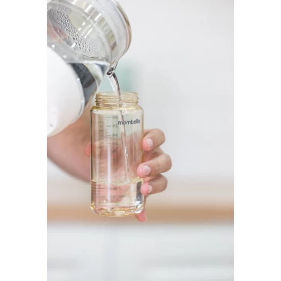Biberon Anti-colici Mombella Classic PPSU, 300 ml, cu Tetină Silicon L - Flux Rapid  (6-9 Luni) - Ivory
