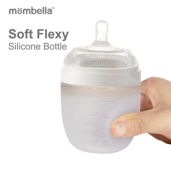 Biberon anticolici Mombella Breast-Like 120 ml, tetina S flux lent, 100% Silicon, Ivory Biberon anticolici Mombella Breast-Like 120 ml, tetina S flux lent, 100% Silicon, Ivory