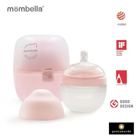 Biberon anticolici Mombella Breast-Like 120 ml, tetina S flux lent, 100% Silicon, Old Roze Biberon anticolici Mombella Breast-Like 120 ml, tetina S flux lent, 100% Silicon, Old Roze