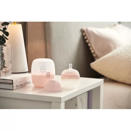 Biberon anticolici Mombella Breast-Like 120 ml, tetina S flux lent, 100% Silicon, Old Roze Biberon anticolici Mombella Breast-Like 120 ml, tetina S flux lent, 100% Silicon, Old Roze