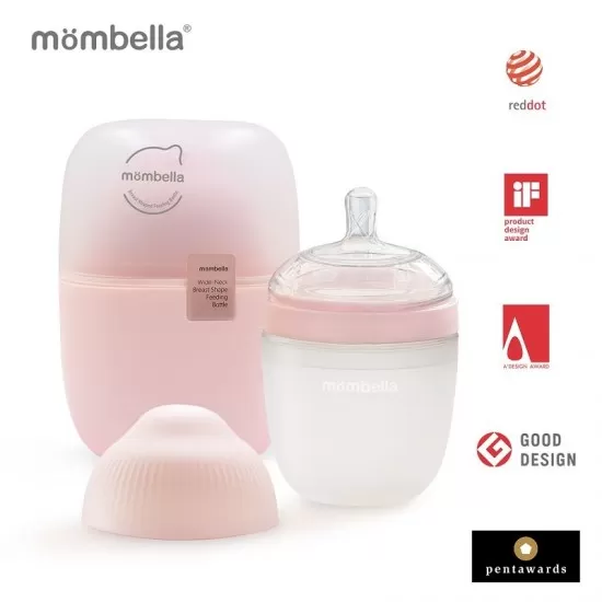 Biberon anticolici Mombella Breast-Like 210 ml, tetina M flux mediu, 100% Silicon, Old Roze Biberon anticolici Mombella Breast-Like 210 ml, tetina M flux mediu, 100% Silicon, Old Roze