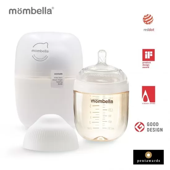 Biberon anticolici Mombella Breast-Like 210 ml, tetina M flux mediu, PPSU, Ivory Biberon anticolici Mombella Breast-Like 210 ml, tetina M flux mediu, PPSU, Ivory