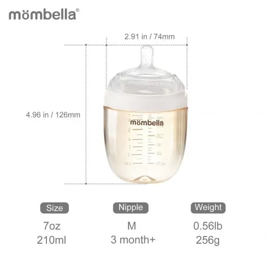Biberon anticolici Mombella Breast-Like 210 ml, tetina M flux mediu, PPSU, Ivory Biberon anticolici Mombella Breast-Like 210 ml, tetina M flux mediu, PPSU, Ivory