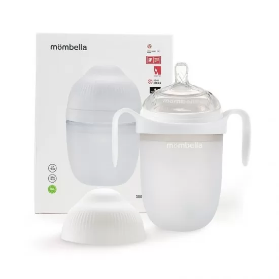 Biberon anticolici Mombella Breast-Like 300 ml, tetina 360° XL Flux Consistent, 100% Silicon, Ivory Biberon anticolici Mombella Breast-Like 300 ml, tetina 360° XL Flux Consistent, 100% Silicon, Ivory